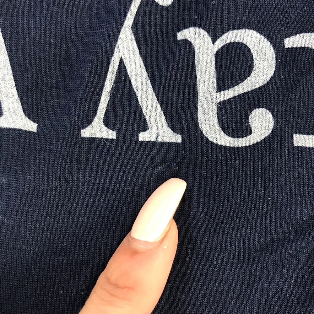 Brandy Melville • Navy Stay Weird Crop Tee Top - Picture 5 of 7
